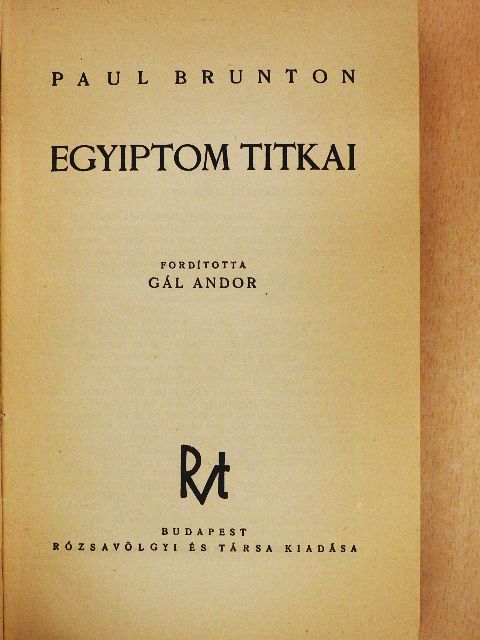Paul Brunton - Egyiptom titkai [antikvár]