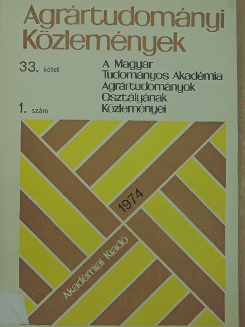 Apfelthaler R. - Agrártudományi Közlemények 1974/1. [antikvár]