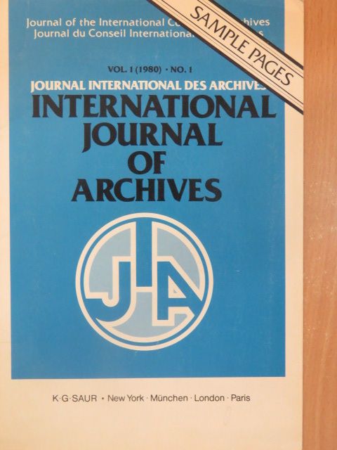 Christopher Hurley - International Journal of Archives/Journal International Des Archives 1/1980 [antikvár]