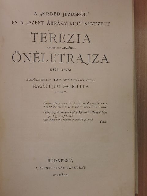 Terézia karmelita apáca - Terézia karmelita apácának önéletrajza [antikvár]
