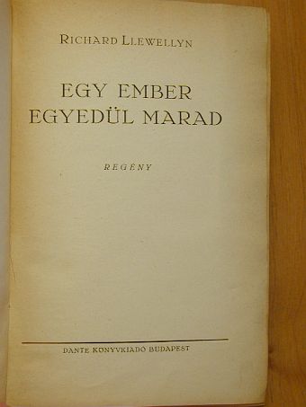 Richard Llewellyn - Egy ember egyedül marad [antikvár]