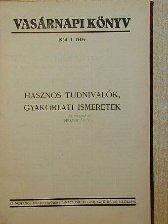 Vasárnapi Könyv 1934. I. [antikvár]