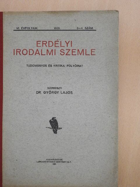 Bányai János - Erdélyi Irodalmi Szemle 1929/3-4. [antikvár]