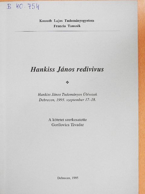Dobos István - Hankiss János redivivus [antikvár]