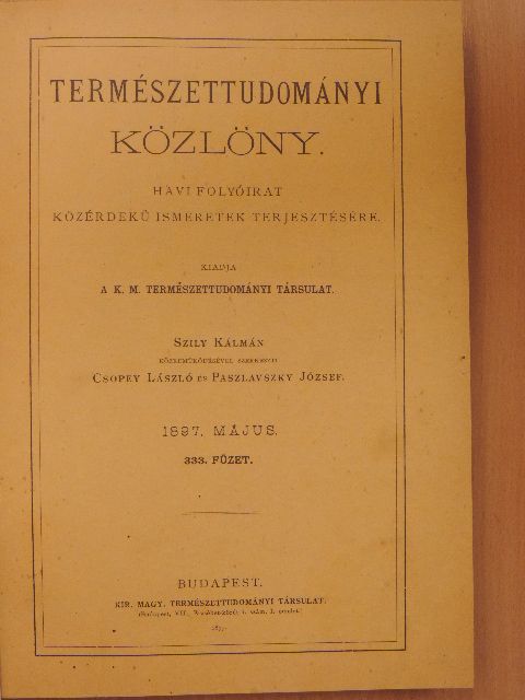Természettudományi Közlöny 1897. (nem teljes évfolyam) [antikvár]