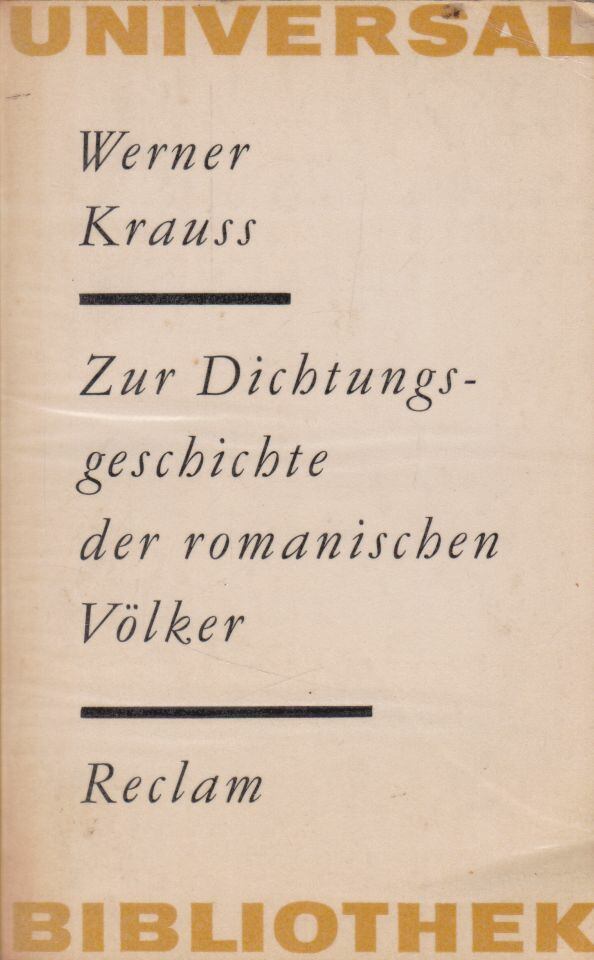 Werner Krauss - Zur Dichtungsgeschichte der romanischen Völker [antikvár]
