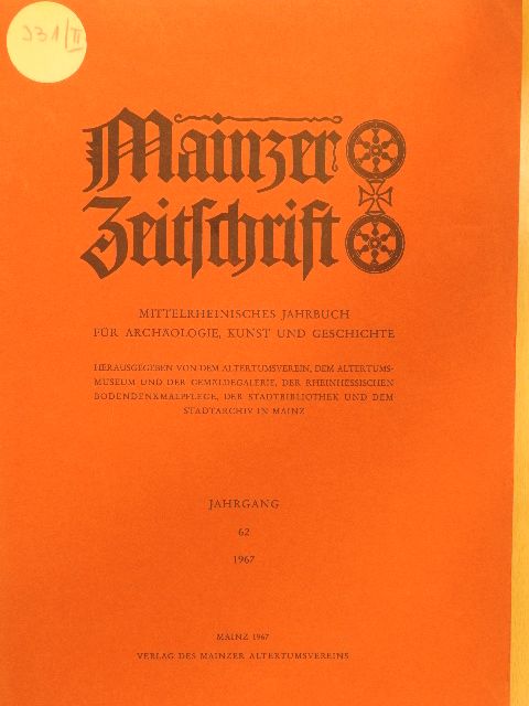 Dr. Elisabeth Darapsky - Mainzer Zeitschrift 62, 1967 [antikvár]