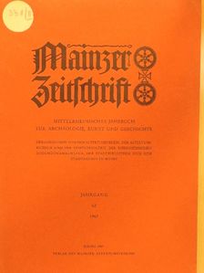 Dr. Elisabeth Darapsky - Mainzer Zeitschrift 62, 1967 [antikvár]