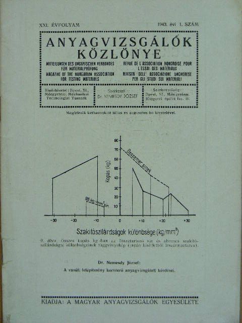 Péter Lajos - Anyagvizsgálók Közlönye 1943/1. [antikvár]