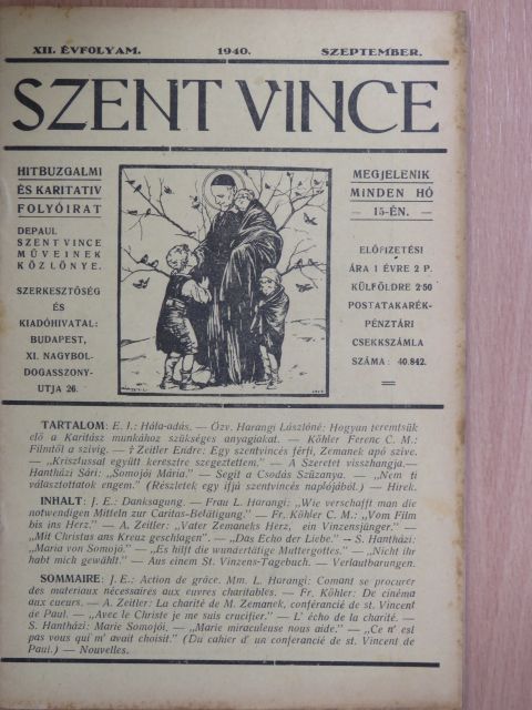 E. J. - Szent Vince 1940. szeptember [antikvár]