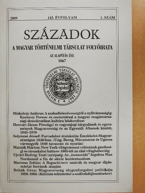 Bihari Péter - Századok 2009/1. [antikvár]