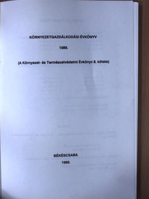 Baukó Tamás - Környezetgazdálkodási évkönyv 1989 [antikvár]