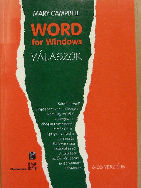 Mary Campbell - Word for Windows válaszok [antikvár]