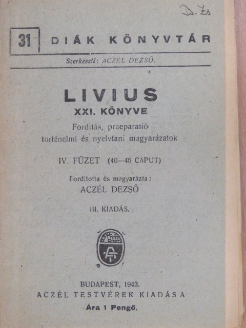 Livius - Livius XXI. könyve (töredék) [antikvár]