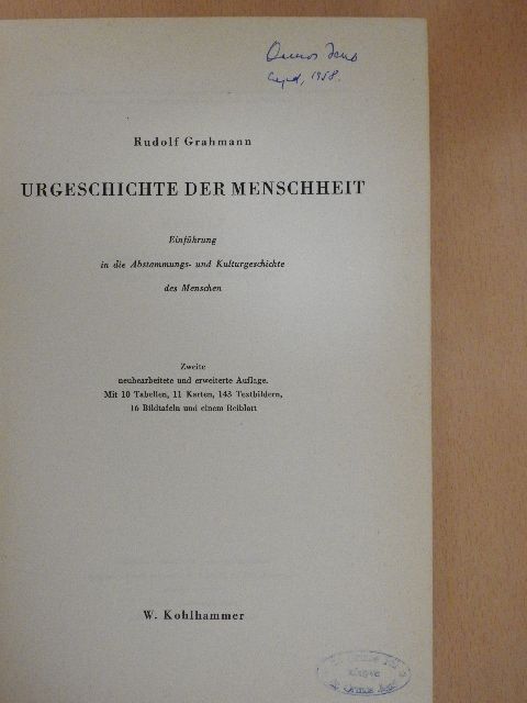 Rudolf Grahmann - Urgeschichte der Menschheit [antikvár]