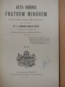 Frediano Giannini - Acta Ordinis Fratrum Minorum Ianuarii-Decembris 1936 [antikvár]