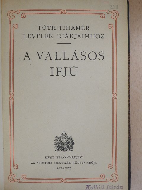 Tóth Tihamér - A vallásos ifjú [antikvár]