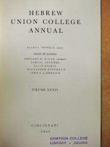 Alexander Scheiber - Hebrew Union College Annual XXXVI [antikvár]