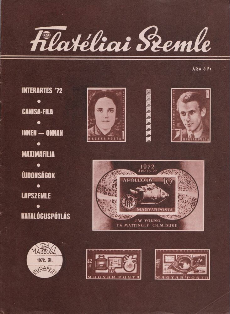 FILYÓ MIHÁLY - Filatéliai Szemle 1972. XI. [antikvár]
