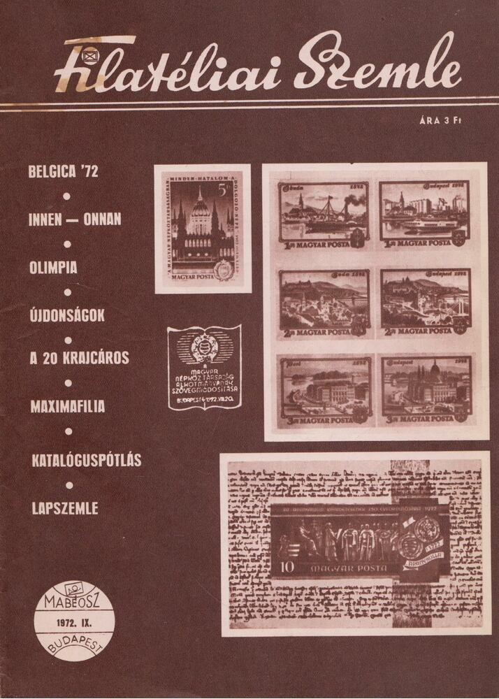FILYÓ MIHÁLY - Filatéliai Szemle 1972. IX. [antikvár]
