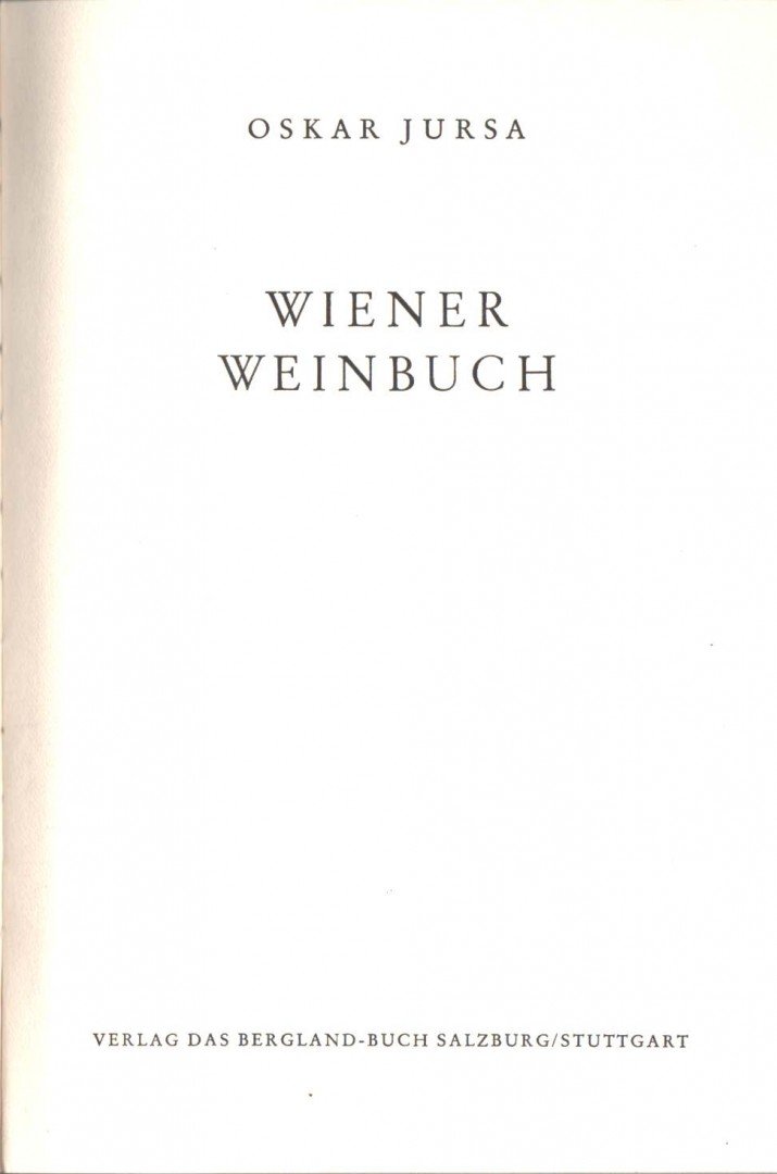 OSKAR JURSA - Wiener Weinbuch [antikvár]