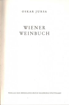 OSKAR JURSA - Wiener Weinbuch [antikvár]