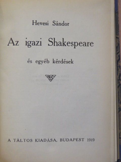 Hevesi Sándor - Az igazi Shakespeare [antikvár]