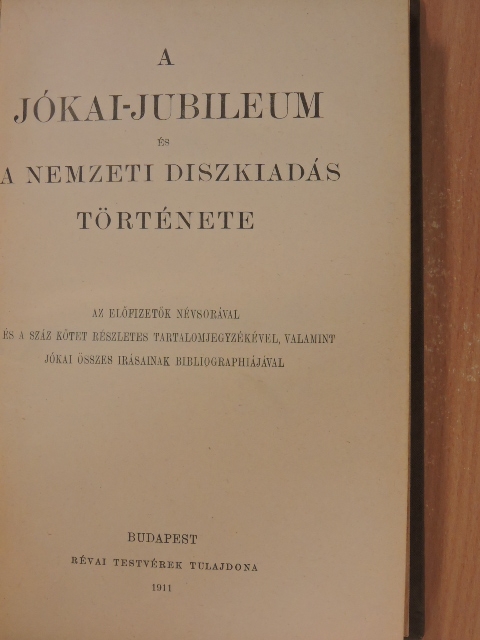 Jókai Mór - A Jókai-jubileum és a nemzeti diszkiadás története [antikvár]