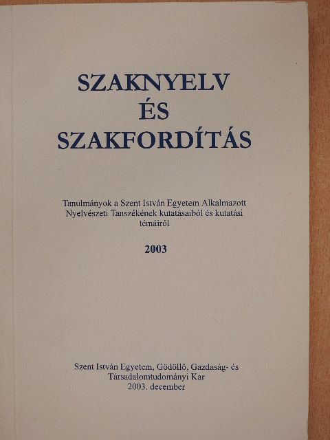 Balogh Katalin - Szaknyelv és szakfordítás [antikvár]