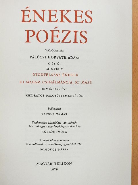 Pálóczi Horváth Ádám - Énekes poézis [antikvár]