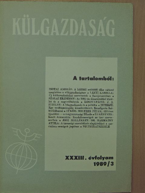 Dr. Harmathy Attila - Külgazdaság 1989/3 [antikvár]