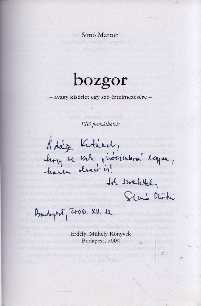 Simó Márton - Bozgor (dedikált) [antikvár]
