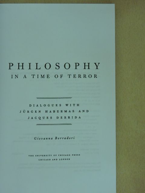 Jacques Derrida - Philosophy in a Time of Terror [antikvár]