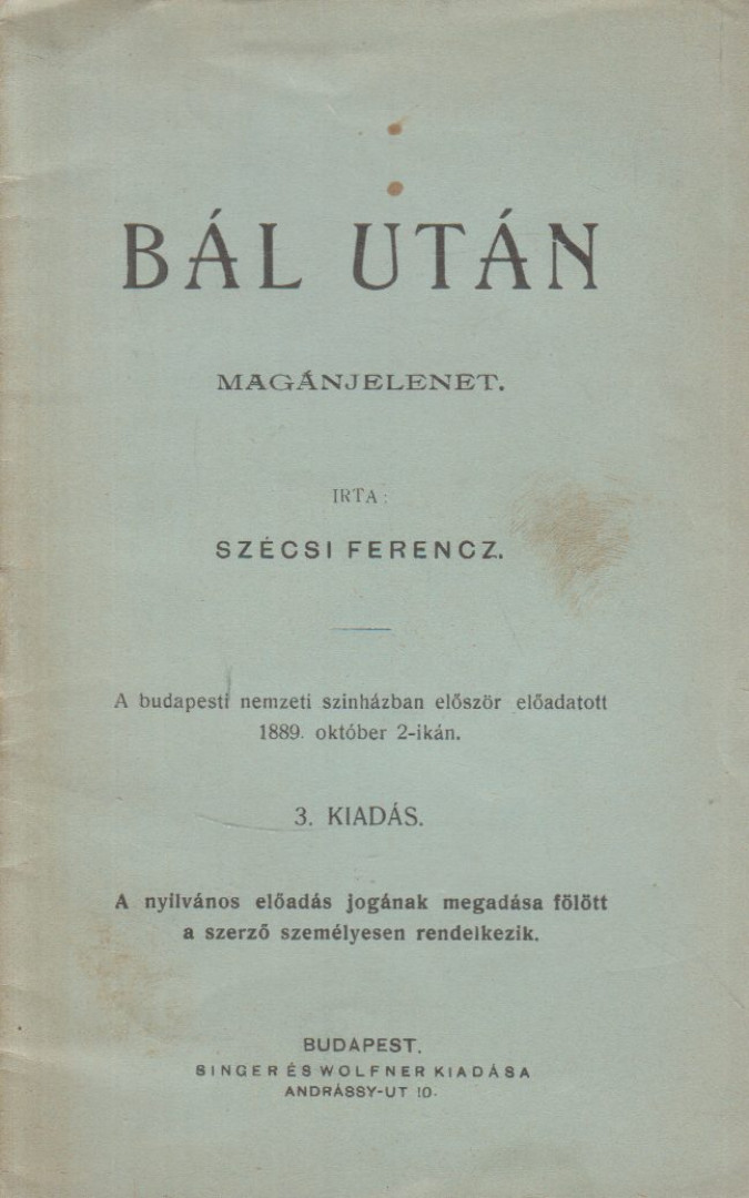 Szécsi Ferencz - Bál után [antikvár]