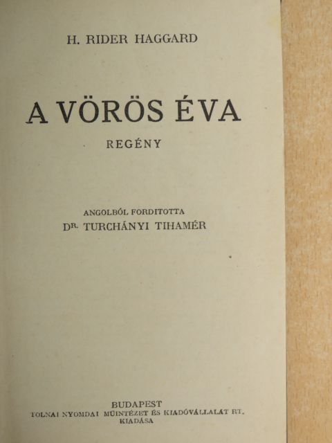 H. Rider Haggard - A Vörös Éva [antikvár]