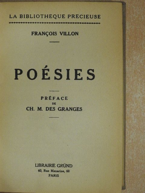 Francois Villon - Poésies [antikvár]