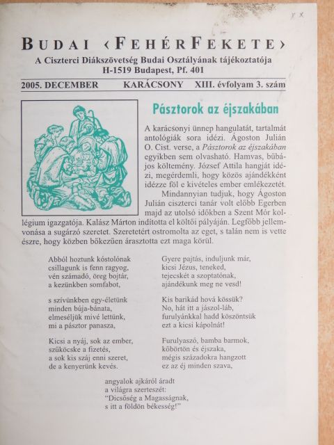 Badál Ede Álmos - Budai FehérFekete 2005. december [antikvár]