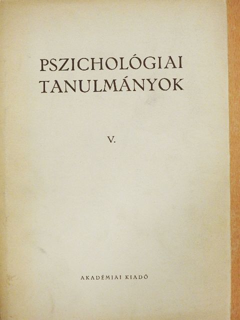 Barkóczi Ilona - Pszichológiai tanulmányok V. [antikvár]