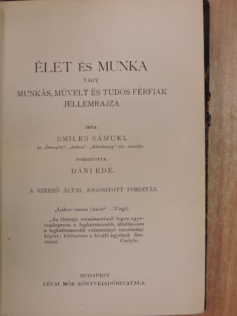 Smiles Sámuel - Élet és munka [antikvár]