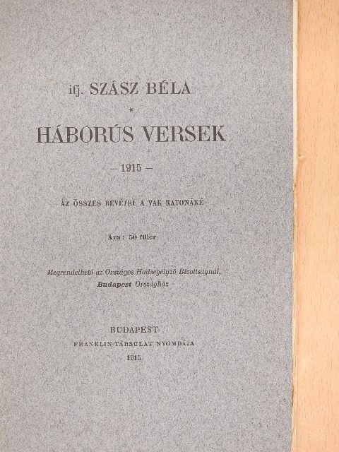 Ifj. Szász Béla - Háborús versek [antikvár]