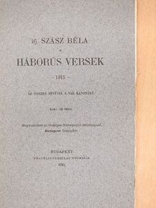 Ifj. Szász Béla - Háborús versek [antikvár]