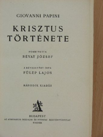 Giovanni Papini - Krisztus története [antikvár]