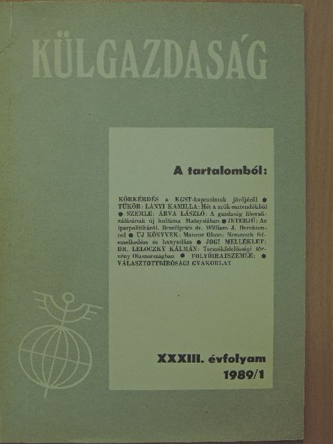 Árva László - Külgazdaság 1989/1 [antikvár]