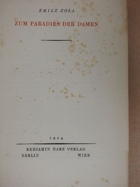 Emile Zola - Zum Paradies der Damen [antikvár]