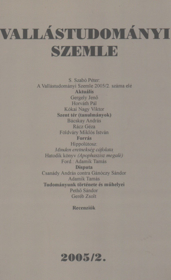 Vallástudományi Szemle 2005/2. [antikvár]