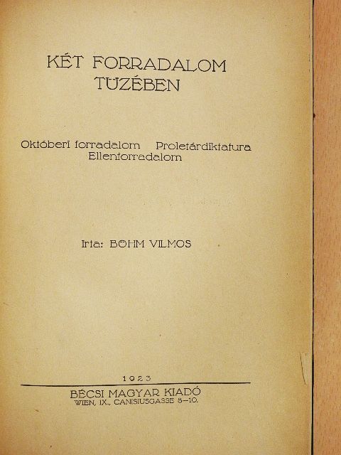 Böhm Vilmos - Két forradalom tüzében [antikvár]