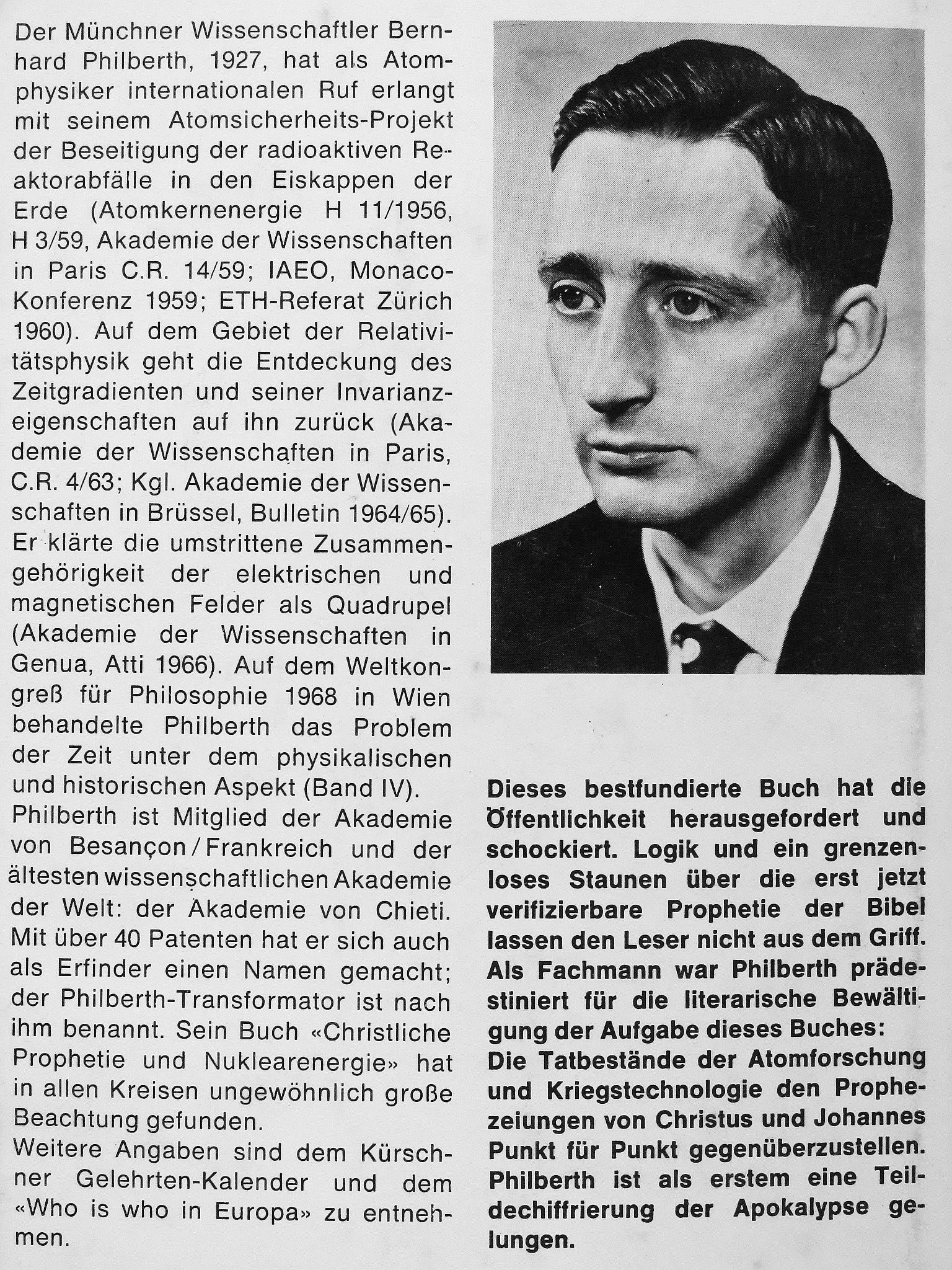 Bernhard Philberth - Christliche Prophetie und Nuklearenergie [antikvár]