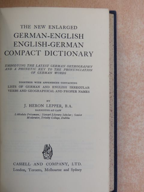 J. Heron Lepper - The New Enlarged German-English/English-German Compact Dictionary [antikvár]