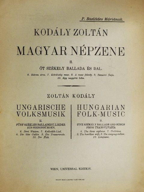 Kodály Zoltán - Magyar népzene II. [antikvár]