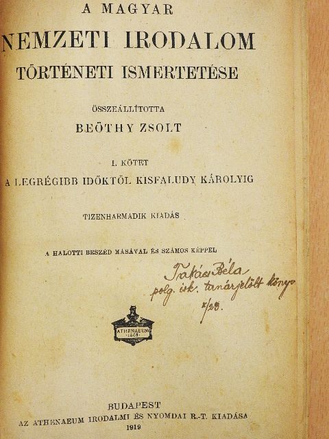 A magyar nemzeti irodalom történeti ismertetése I-II. [antikvár]